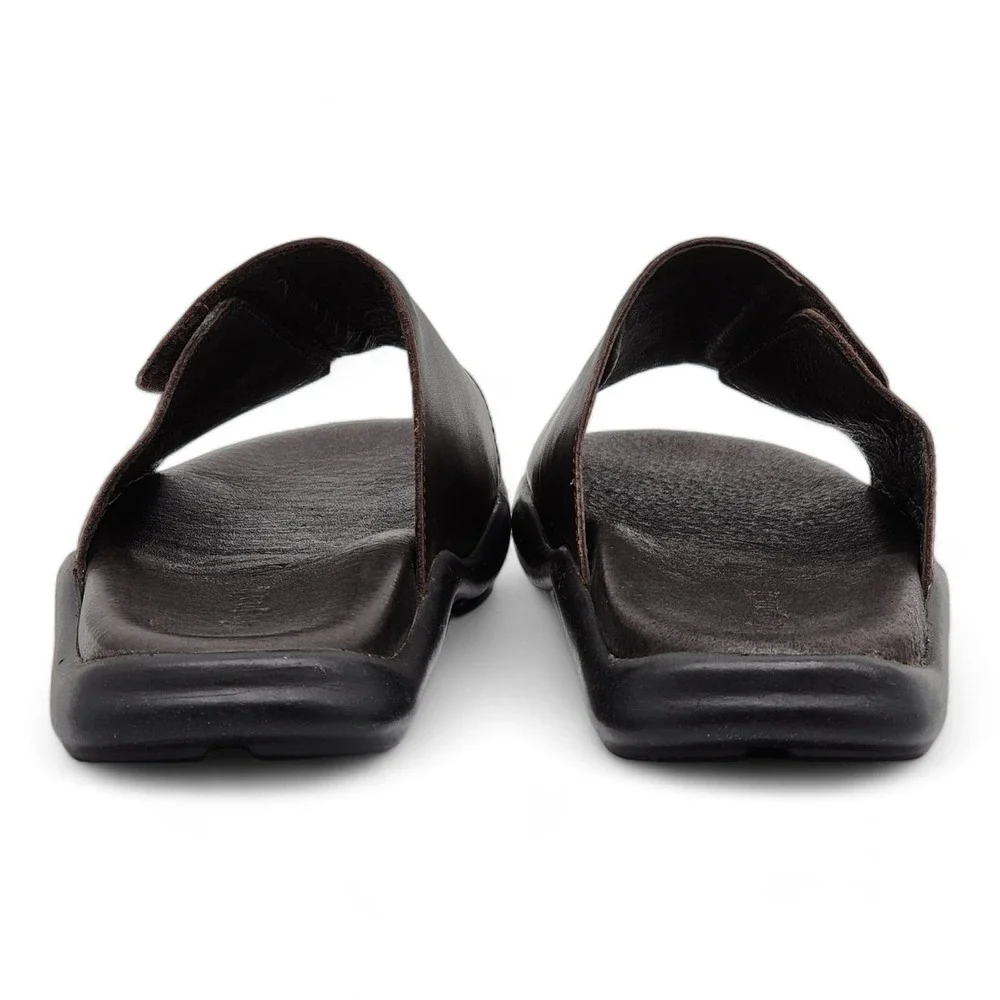 Zegna Men's Leather Slides Sandals in Brown $950 12US